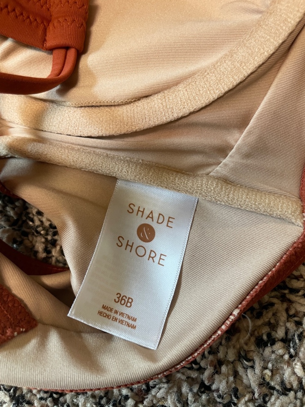Shade & Shore Rust Orange Bandeau Swim Top with Halter Tie Size 36B | NWT - Picture 4 of 6